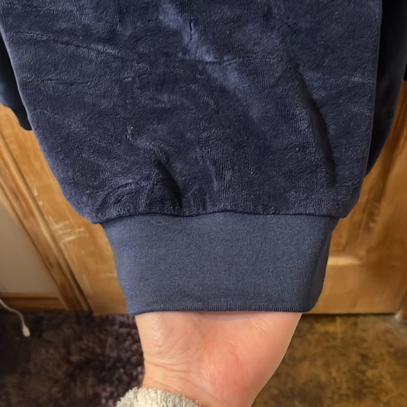 Navy Blue King Size Velvety Material Zip Up Jacket - Picture 6 of 6